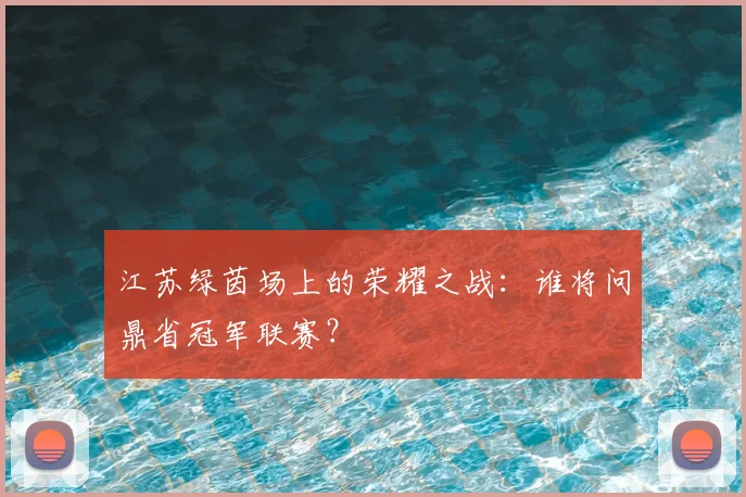 江苏绿茵场上的荣耀之战:谁将问鼎省冠军联赛?